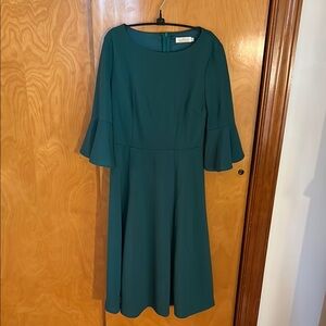 Green A-Line Bell Sleeve Dress , size Medium